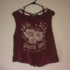 maroon graphic tank